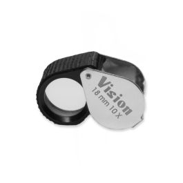 Jewelers Loupe Triplet Glass Lens, 18 mm, Silver-Black, Rubber Grip