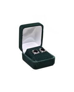 GREEN VELOUR STUD EARRING BOX