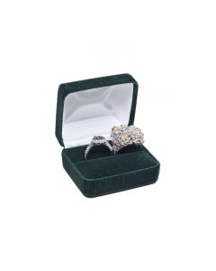 GREEN VELOUR DOUBLE RING BOX